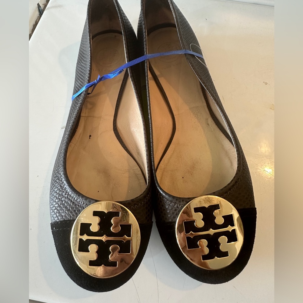 Tory Burch Revas suede leather embossed flats
